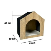 BEYLİNİ Kedi Evi Köpek Evi Yatağı Kulübe Dekoratif Şık Minder Yastık Taşınabilir Demonte Siyah 30x45x45 - 5