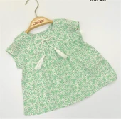Çikoby Yeşil Çiçekli Kız Bebek Elbise - 1