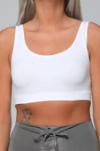 Kadın Beyaz Pedli Kalın Askılı Büstiyer Crop - 1
