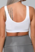 Kadın Beyaz Pedli Kalın Askılı Büstiyer Crop - 4