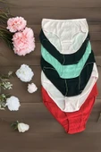 Kadın Yüksek Bel Kaşkorse Fitilli Pamuklu Bato Külot Karışık Renk 6'lı Set - 2