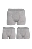 Erkek Pamuklu 3'lü Gri Sporcu Atlet ve 3'lü Gri Boxer 6 Parça Set - 4