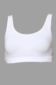 Kadın Pedli Kalın Askılı Crop Büstiyer Siyah Beyaz 2'li Set - 2