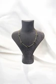 T-KLY-16 GOLD İÇİ SİYAH YONCA KOLYE - 1