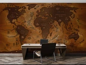 Vintage Ahşap Temalı Dünya Haritası Duvar Kağıdı thumbnail 4