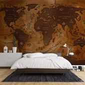 Vintage Ahşap Temalı Dünya Haritası Duvar Kağıdı thumbnail 2
