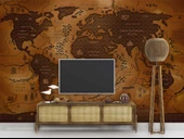 Vintage Ahşap Temalı Dünya Haritası Duvar Kağıdı thumbnail 3