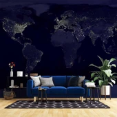 Gece Işıklarıyla Dünya Haritası Duvar Kağıdı thumbnail 1