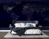 Gece Işıklarıyla Dünya Haritası Duvar Kağıdı thumbnail 2