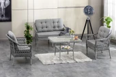 Btk Concept Milas 2'li Bahçe Ve Balkon Takımı Açık Gri 2+1+1 Masalı - 1