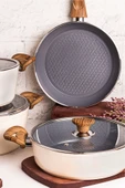Mango Kitchen Aqua Crystal - 7 Parça Granit Tencere Seti Krem Mastercook Yapışmaz Tencere Tava Seti - 3