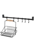 Gürdal Retro Mutfak Askılı Set Askılı Raylı Sepet Asılabilir Kancalı Sepetli Pratik Dekoratif Çok Amaçlı - 1