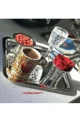 KENAN KAYA 2-ADET Lüx Kare Paslanmaz Çelik Gümüş Renk 21x21cm Kahve Servis Sunum Tepsisi&tabağı - 6