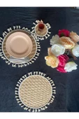 KENAN KAYA 6 -Adet Amerikan Servis Runner,Sunum Supla Çeyiz Takımı Örgü Tabak Altı Yanmaz 35 cm - 3