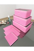 HOMELİFE EV TEKSTİL Bayb Puantiyeli 6'lı Bakım Çantası Düzenleyici Set(PEMBE) - 1
