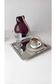 Abant 2'li Kare Lüx Paslanmaz Çelik Gümüş Renk 21x21 Kahve Servis Sunum Tepsisi&tabağı - 4