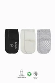 Nessiworld  Bistyle Basic Kaymaz Penye Soket Çorap 3'Lü BS10107 Siyah Ekru Gri - 2