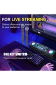EXENAR  Mini Dj Ses Mikseri Canlı Yayın Ses Kartı Controller Dj Setup Başlangıç Karaoke Çift Mikrofon - 3