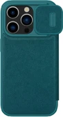 Nillkin iPhone 15 Pro Max Lens Korumalı Kapaklı Deri Kılıf - Yeşil - 1