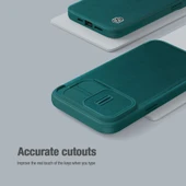Nillkin iPhone 15 Pro Max Lens Korumalı Kapaklı Deri Kılıf - Yeşil - 5
