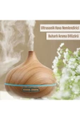 EXENAR  Aroma Terapi Oda Hava Nemlendirici Işıklı Ultrasonik Buhar Makinesi Ahşap Görünüm 7 Renk Led Işıklı - 1