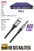 EXENAR  Araç Aux Kablosu Type-C Telefon Konuşma Yapılabilir Araba AUX Kablo Type C Müzik Dinleme - 4