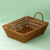 Porsima 301-C Dikdörtgen 3'lü Hasır Sepet Dekoratif Ev Düzenleyici Kendinden Kulplu Hasır Sepet Seti Banyo Düzenleyici Sepet thumbnail 3