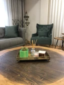 Yeşil Doğal Ahşap Küp Saksı ve Canlı Kaktüs - 2