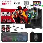 Xaser Xsr1011 i5 7400 32GB Ram 256GB SSD 8GB RX580 Ekran Kartı 24" Curved Oyun Bilgisayarı - 1