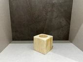 Doğal Ahşap Küp Kaktüs Saksısı - 1