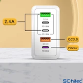 ScHitec 120W 3 Type-C + 2 UsbA Toplam 5 Çıkışlı Ev Tipi Şarj Aleti Set 6A 100W UsbA to Type-C 1Metre Süper Hızlı Data ve Şarj Kablosu SR30 - 5