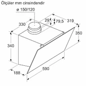 Siemens LC63KPJ61T Duvar Tipi Cam Davlumbaz Siyah - 5