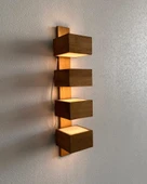 Duvar Tipi 4 Gözlü Modern Işıklı Ahşap Aplik - 1