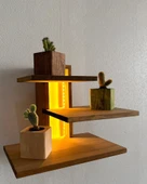 Modern Tasarım 3 Raflı Led Işıklı Ahşap Aplik (Alindi050) - 3