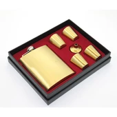 Periboia Paslanmaz Çelik 4 Shot Bardaklı Matara Seti Gold - 1