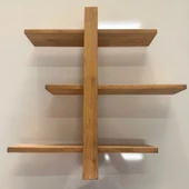 Ayarlanabilir 3 Raflı Duvara Monte Ahşap Raf (Alindi103) - 2