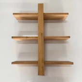 Ayarlanabilir 3 Raflı Duvara Monte Ahşap Raf (Alindi103) - 1