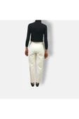 Dirhem Krem slim fit yüksek bel pantolon - 3