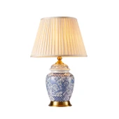Apliqa Elea Blue Blanc Desenli Seramik Oturma Odası Salon Abajur - 6