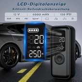 Elektrikli Hava Pompası, Bisiklet Pompası, Elektrikli, 150 Psi, 6000 MAh Pilli Hava Pompası - 4