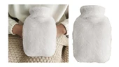 SICAK SU TORBASI YAN CEPLİ BEYAZ  PELUŞ TERMOFOR 27x17x2cm  750ml - 2