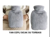 SICAK SU TORBASI YAN CEPLİ GRİ  PELUŞ TERMOFOR 27x17x2cm  750ml thumbnail 1
