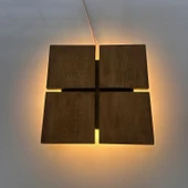 Led Işıklı Ahşap Aplik Modern Duvar Dekoru (Alindi054) - 1