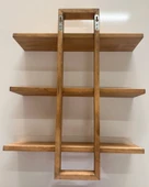 Ayarlanabilir 3 Raflı Modern Doğal Ahşap Raf (Alindi101) - 4