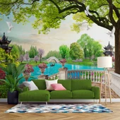 Göl Kuş Balkon Manzaralı Duvar Kağıdı thumbnail 1