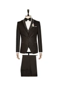 Yelekli Siyah Slim Fit Damatlık Takım Elbise - 1