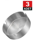 Nishev.com Evini Sev 3 Adet Elit Büyük Boy Paslanmaz Çelik Kül Tablası Krom Küllük 10cm - 2