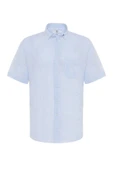 Bol Kesim Kısa Kollu Buz Mavisi Erkek Gömlek - 1