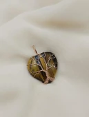 Hayat Ağacı Kalp Kaplan Gözü Kolye Ucu Tel Sarma Kalp Kolye Ucu Kadın Kız Takı Gerdanlık Düğün Nişan - 3