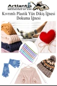 Kıvrımlı Plastik Yün İğnesi 12 cm 50 Adet 1 Paket Plastik Dikiş Dokuma İğnesi Kavisli İplik İğne Goblen - 5